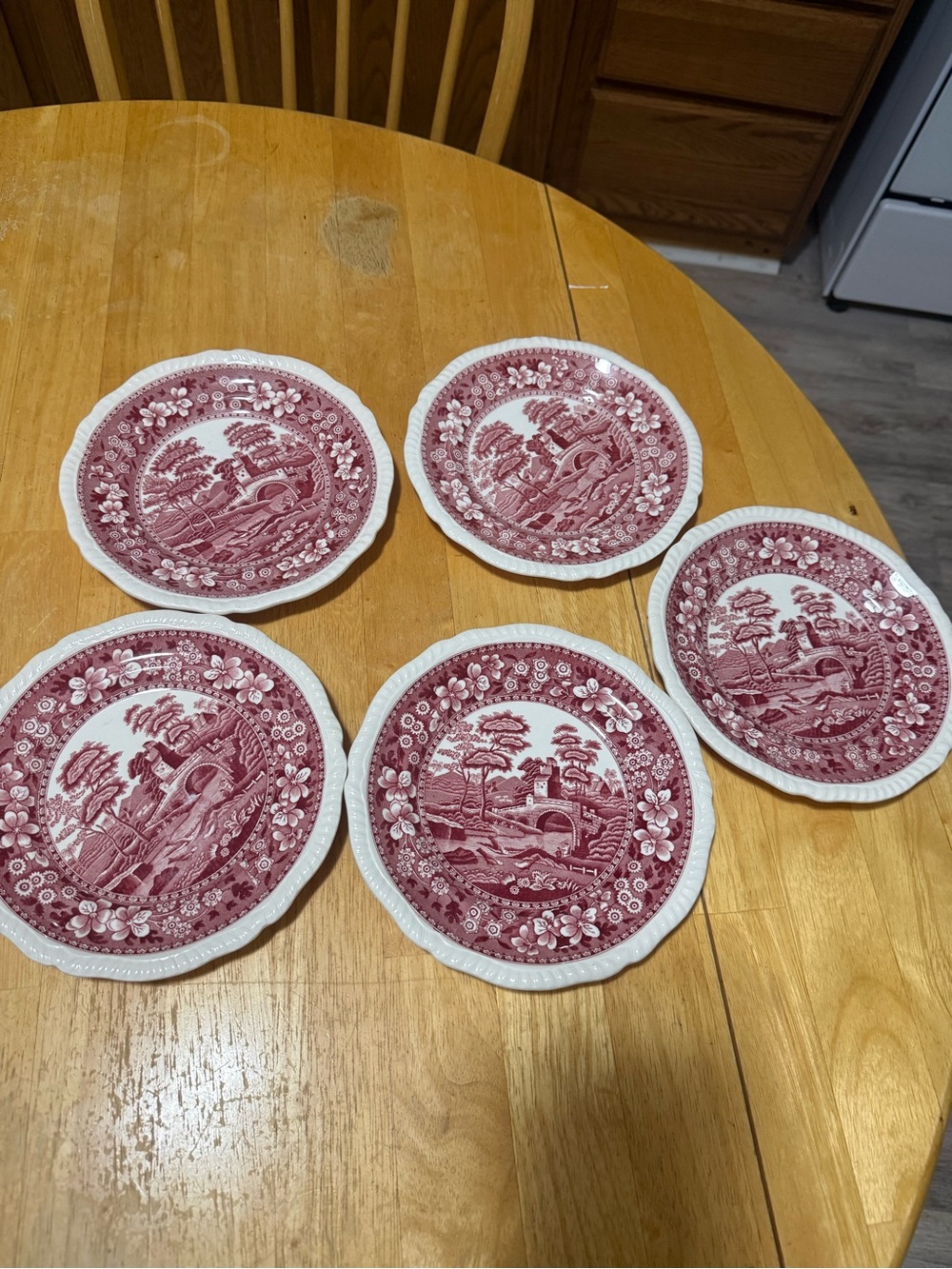 Red Transferware Salad/Dessert Plates - Set of 6